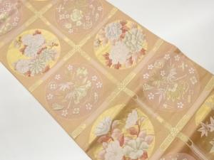 格天井に花々・宝尽くし模様織出し袋帯